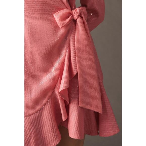 NWT Anthropologie Vineet Bahl Sequin Pink Wrap Dress - Small - Picture 2 of 5